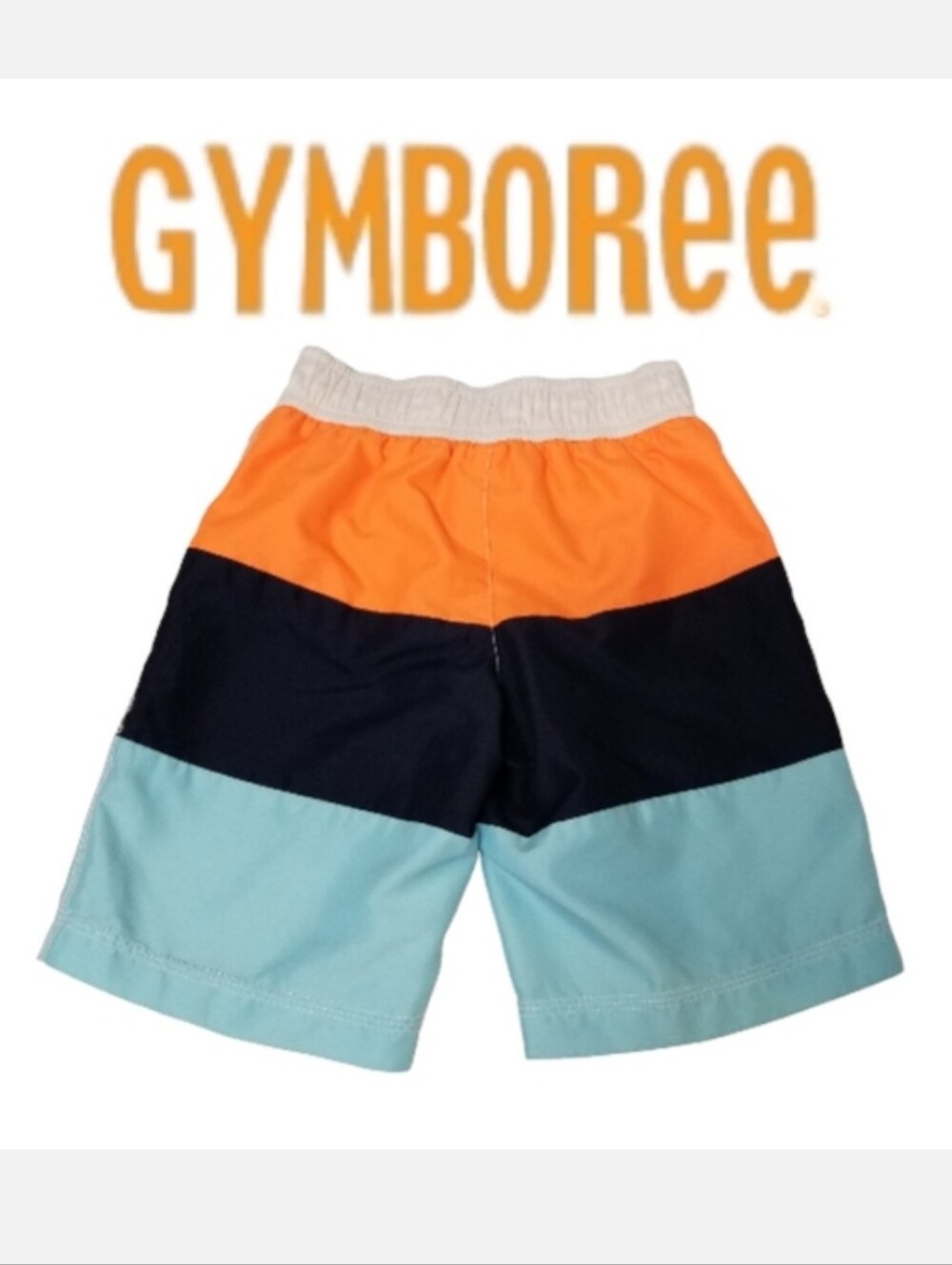 Gymboree Swim Trunks Blue/Orange/White Colorblock Sz Sm 5-6 Liner Blokecore